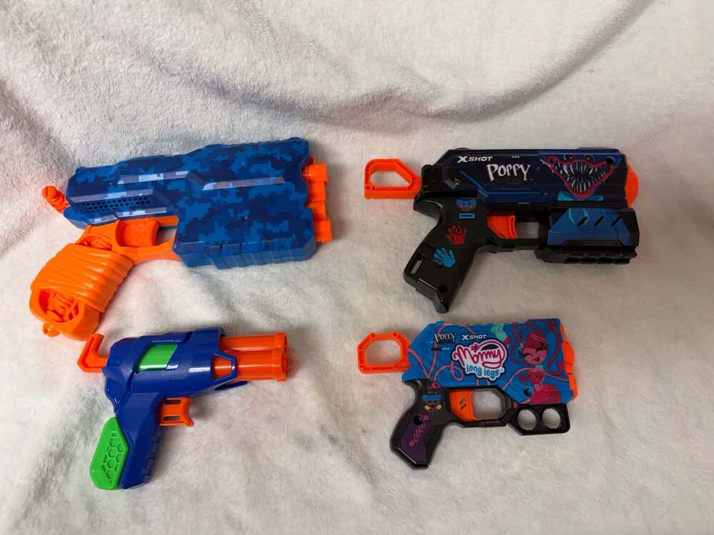 Lot 4 Dart Blasters X-Shot Skins Poppy Playtime Mommy Long Legs & Huggy Wuggy